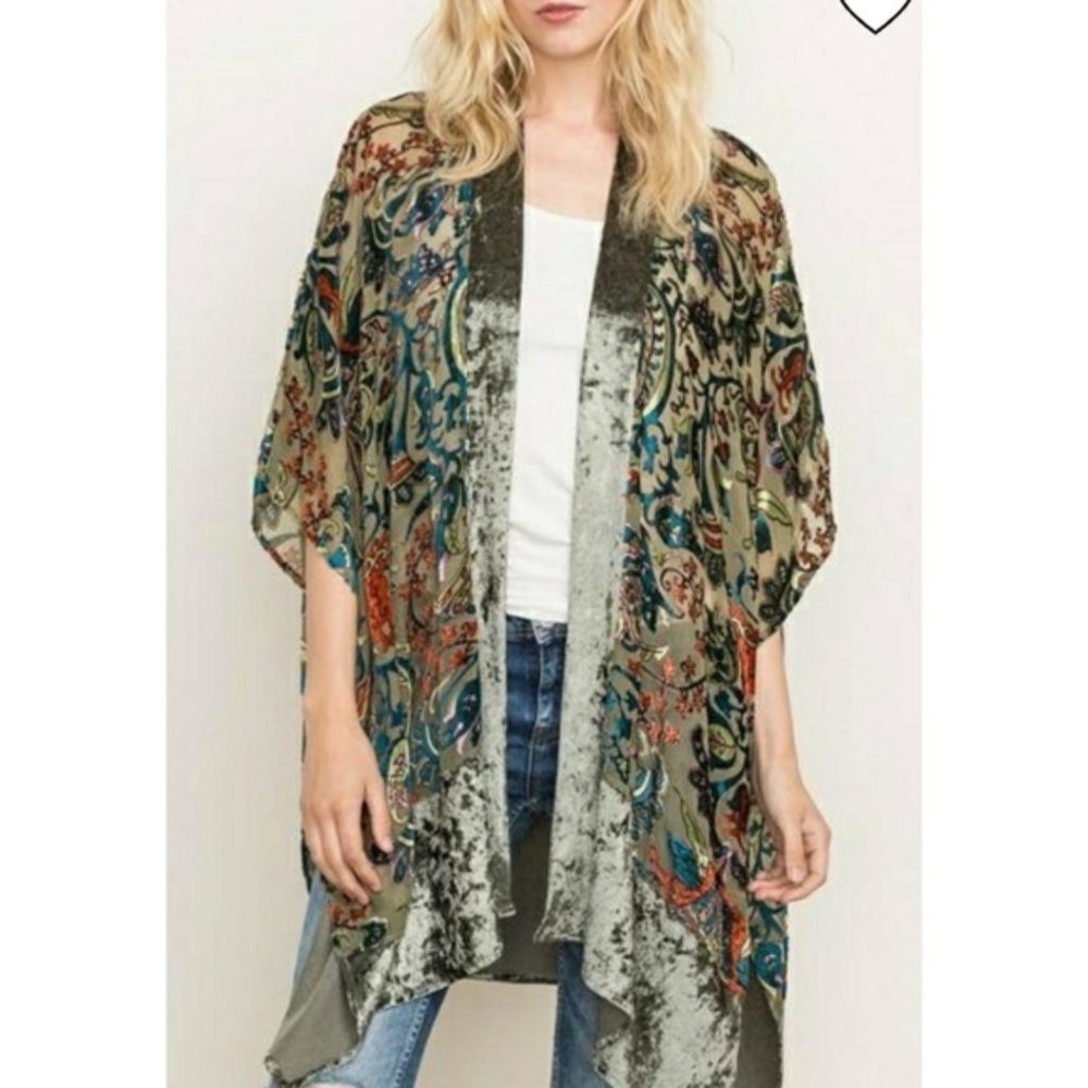 Mystree Velvet Burnout Kimono